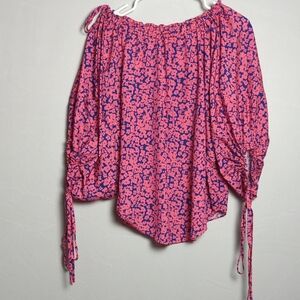 Derek Lam Pink and Blue Floral Blouse